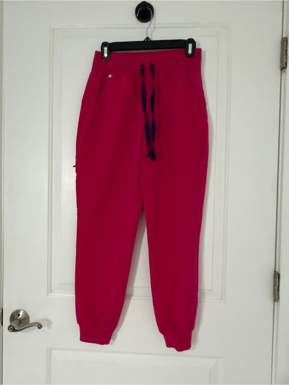 Figs Hot Pink Women’s Jogger Pants with Navy Drawstring